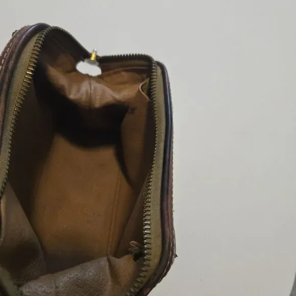 CELINE Old Vintage Pouch PVC Leather Cosmetic Bag Authentic Brown - Picture 13 of 16